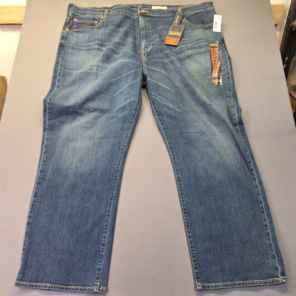 Cremieux Premium Denim Mens 50x30 Relaxed Fit Stretch Jeans Blue Vintage Wash